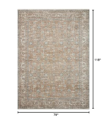Loloi Angela Rose Blake Collection BLA-05 Sand/Sky 6'-7" x 9'-10", .25" Pile Height, Fringe, Area Rug
