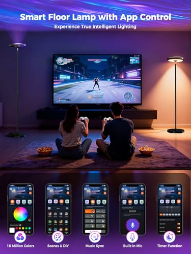 Arsoma Smart Floor Lamp for Living Room, 66.8" RGB+WW Ripple Projector Floor Lamp, 3-in-1 LED Corner Lamp with RGB+IC Side...