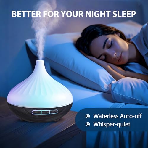 Aroma Diffuser & 12 Pcs Organic Essential Oils Set for Room, 500 ML Ultrasonic Diffuser for Home Cool Mist Humidifier with...