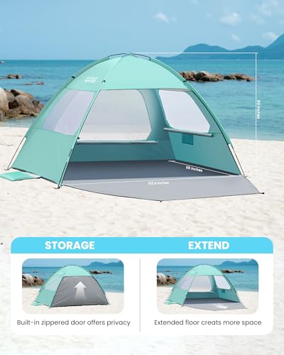 OutdoorMaster Beach Tent for 3/4/6/8 Person - Easy Setup Sun Shade Shelter, Portable Beach Shade Sun Canopy with UPF 50+ U...