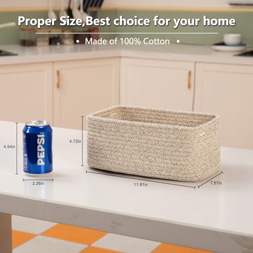 OIASKET 4 Pack Small Storage Shelf Baskets for Organizing, Mini Woven Rope Storage Bins for Towels, Cute Decorative Closet...