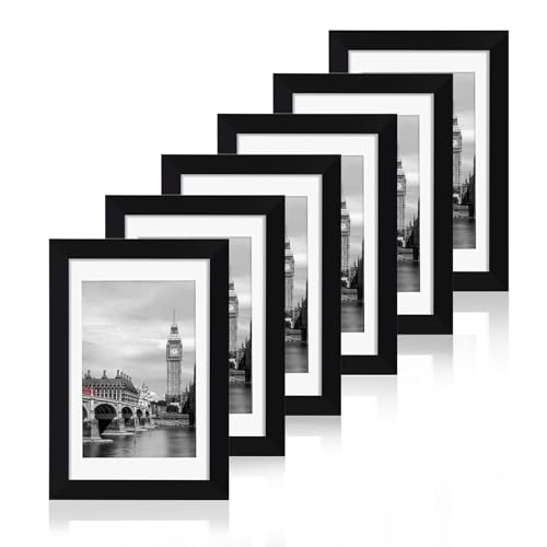 Fixwal 5x7 Picture Frame Set of 6 with Shatter Resistant Plastic Glass, Thin Border and Light Weight Photo Frames for Wall...