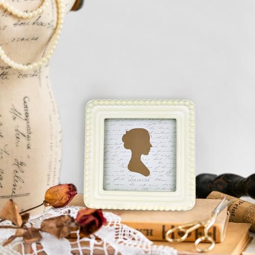 Sunlit Boho Vintage Picture Frame 4x4 Inch with Beaded Border, Luxury Antique Square Photo Frames with Glass Front, Photo ...