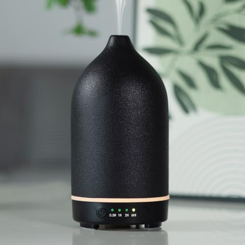 Essential Oil Diffuser Ceramic Diffuser -Aromatherapy Diffuser for Essential Oils with Timer and 7 Colors LED Light Ultras...