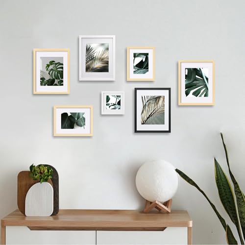 Hongkee 8x10 Picture Frame, Made of Solid Wood with Real Glass, Display Pictures 5x7 with Mat or 8 x 10 without Mat - Wall...