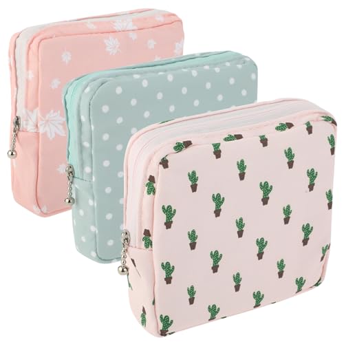 3Pcs Period Bag, Sanitary Pad Storage Bag Samll Period Pouch for Purse Cute Menstrual Period Bag Tampon Pad Holder for Pur...