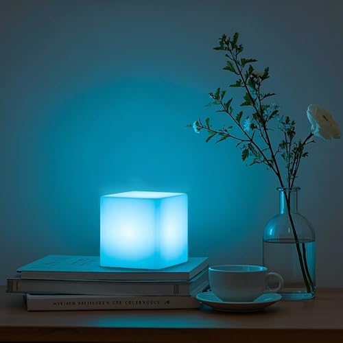 4-inch Dimmable LED Cube Night Light for Kid, 16 RGB Color 4 Lighting Effect & 8 Level Dimming Tesseract Cosmic Cube w/Rem...