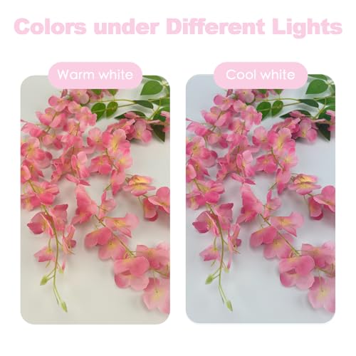 BIRDDIE 24Pcs of Artificial Wisteria Hanging Flowers, 3.75 Feet Fake Wisteria Flower Strings for Backdrop, Wedding, Ceremo...