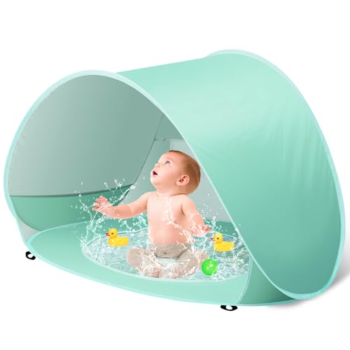 Baby Beach Tent with Pool, Pop Up Sun Shelter UPF 50+ UV Protection for Infant Toddlers, Portable Shade Tent with Carry Ba...