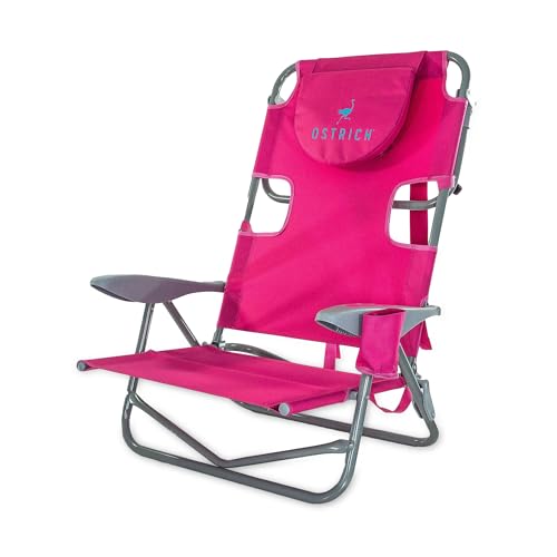 Ostrich the Heavy-Duty Backpacker, Portable Beach Chair with Face Hole, Adjustable Lounge Chair with Face Opening, Cup Hol...