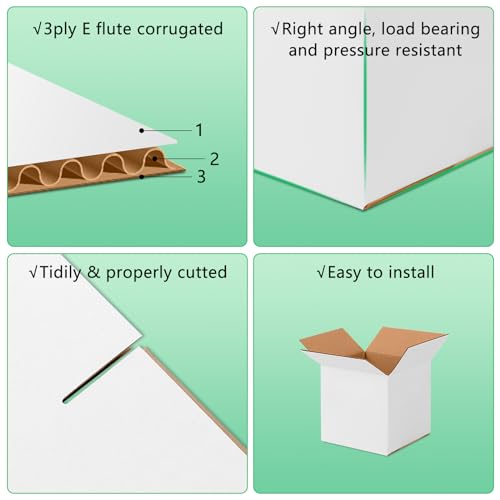 JOWLOT 5x5x5 Small Shipping Boxes Set of 40, White Corrugated Cardboard Box for Small Business for Mailing Packaging Gifts