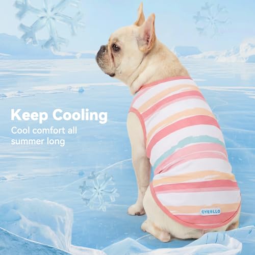 cyeollo 2pack Dog Cooling Shirt, Breathable Sleeveless Summer Clothes for Dogs, Intant Cool T Shirts for Small Dogs, Pink M