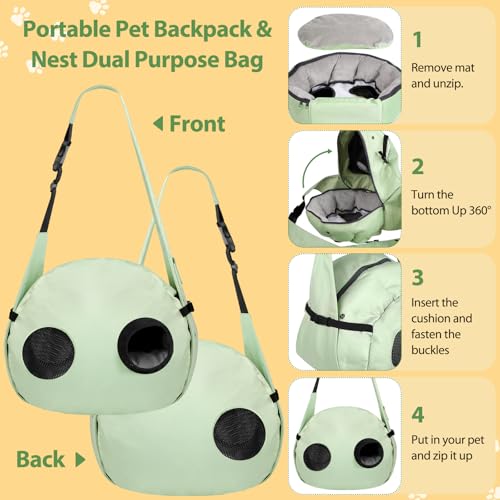 2-in-1 Convertible Pet Sling Carrier & Bed - with Breathable Mesh, Adjustable Strap & Pocket，for Travel, Vet Visit & Home ...