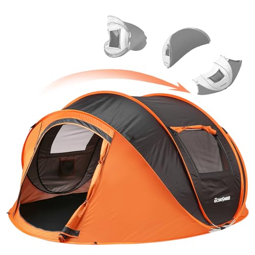 EchoSmile Pop Up Camping Tent, 2/4/6 Person Easy Setup Tent, Water Resistant Dome, Portable with Carry Bag