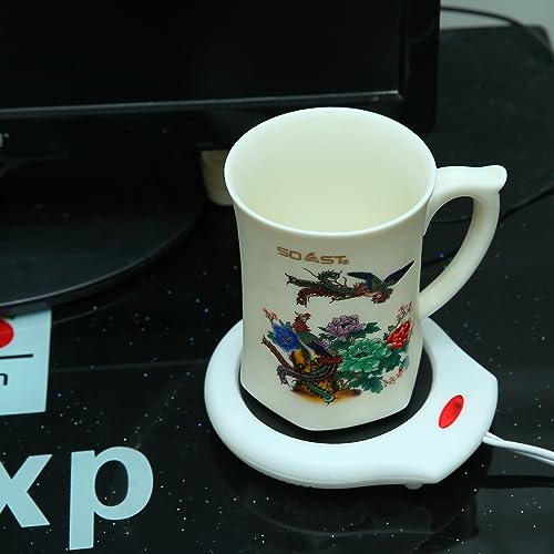 Home&Office Desktop Electric Mug Warmer-Coffee/Tea/Cocoa/Soup-Scented Candles Gift for Winter 2pcs(White and Black (CFW00...