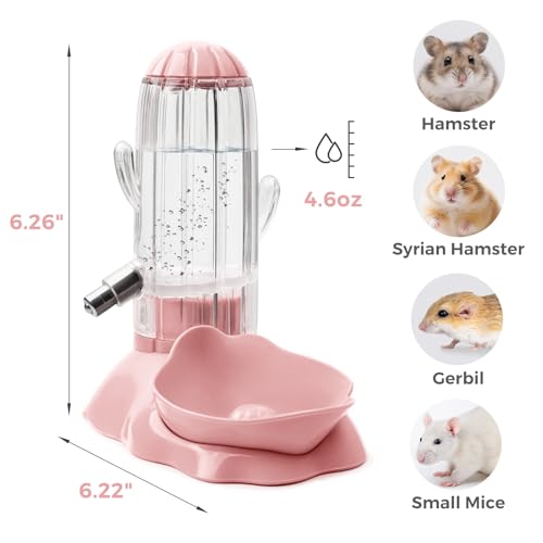 VANNON 2 in 1 Hamster Feeder Small Animal Water Bottle & Food Bowl Water Dispenser & Food Dish Bowl for Hamster, Small Mic...