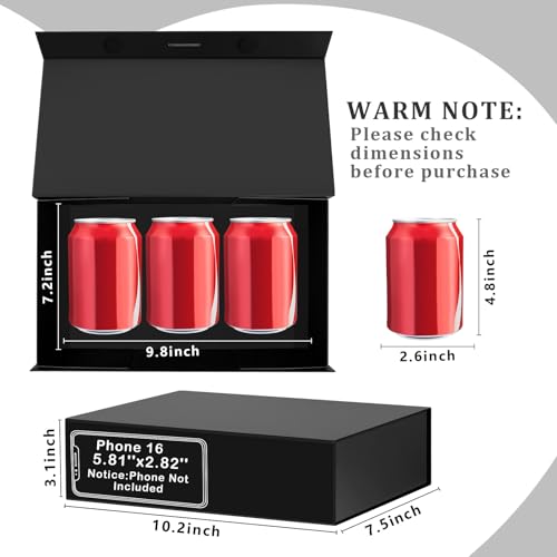 iefoah Black Gift Box for Presents 10.2×7.5×3.1'' Gift Boxes with Lids Magnetic Closure Groomsman Bridesmaid Proposal Box ...