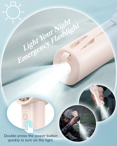 bossdeng Portable Handheld Fan with Power Bank(High-Speed),3 IN 1 USB Rechargeable Mini Personal Fan with Flashlight,Small...