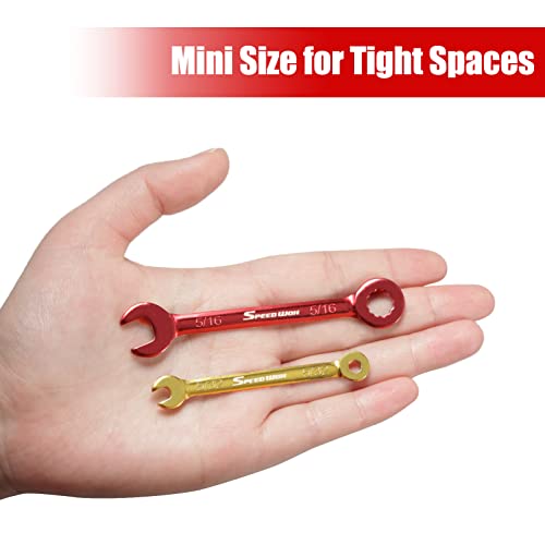 SPEEDWOX 10 Pcs Color Plated Open and Box End Mini Wrenches Color Coated Midget Wrench Set Mini Combination Wrench Set SAE...