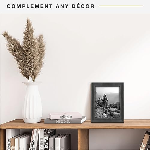MCS Studio Gallery Classic 8.5x11 Picture Frame Black Woodgrain, Vertical & Horizontal Wall Hanging Large Picture Frame fo...