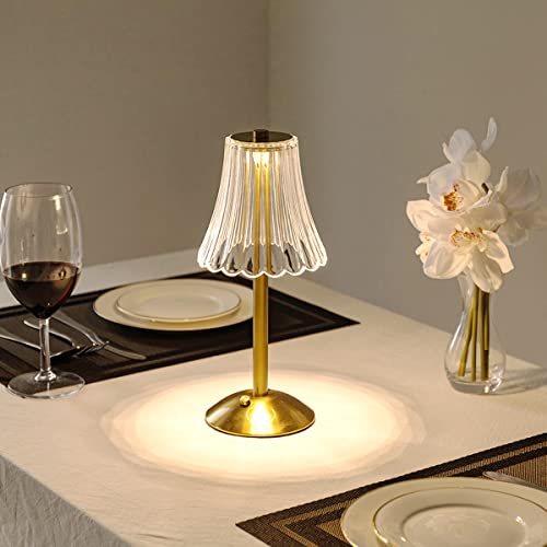 HEQET Cordless Table Lamps for Home,Table,Dining Room, Gold Rechargeable Lamps, USB Charge 12'' Tall LED Brass Portable Ou...