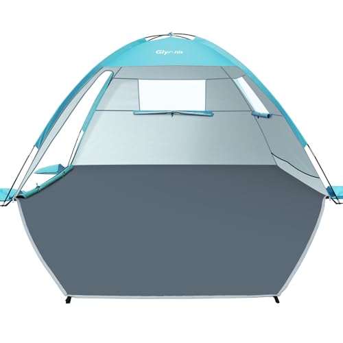 Glymnis Beach Tent Sun Shelter for 3 Person with UPF 50+ UV Protection, Lightweight & Easy Setup Beach Shade Canopy with V...