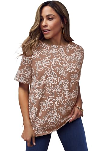 Jessica London Women's Plus Size Stretch Cotton Cuff Tee