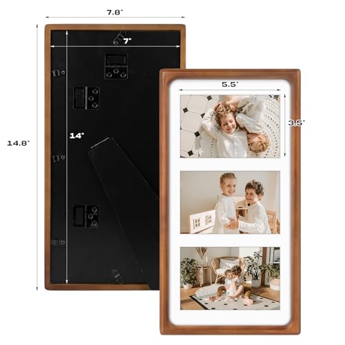 Golden State Art, 4x6 Collage Picture Frame - Solid Wood with Real Glass - Multi Picture Frame for (3) 4x6 Photos or One 7...