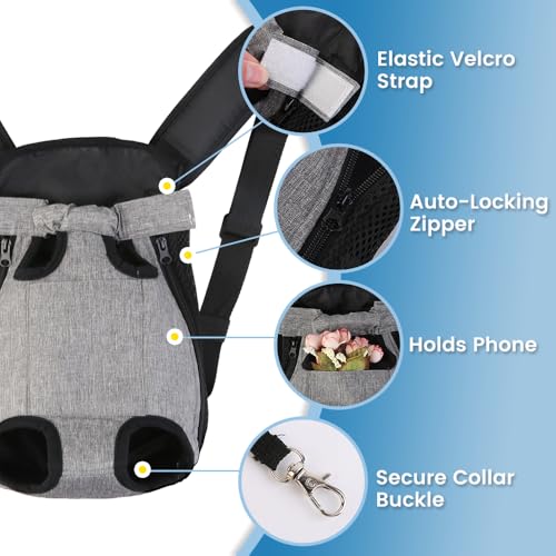 Dog Backpack Carrier, Front Pocket for Essentials, Pet Sling Front Backpack for Small Medium Dogs 10-16 Lbs, Legs Out, Adj...