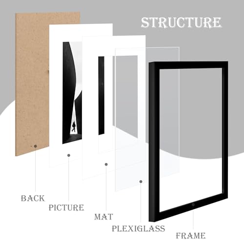 Fisnish 8x10 Picture Frame Sef of 10, Display Pictures 5x7 with Mat or 8 x 10 Without Mat, Photo Frame Collage for Wall Ga...