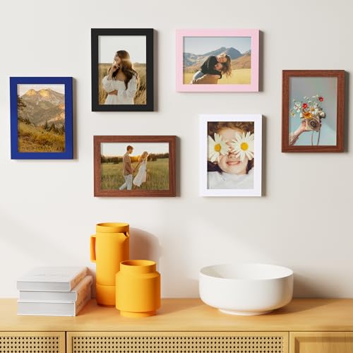 Vittanly 5x7 Picture Frame, Made of Solid Wood and Shatterproof Plexiglass, Wooden Photo Frame for Wall Mounting or Tablet...