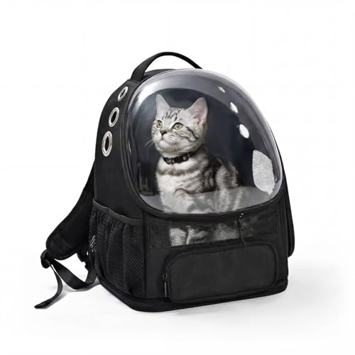 Amazon Basics Pet Carrier Backpack for Small Cats & Dogs, Collapsible Travel Carrier with Bubble Window & Breathable Mesh,...