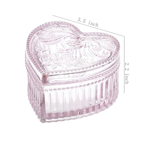 Gaolinci Crystal Glass Heart-Shaped Storage Box Embossed Jewelry Box Candy Box with Lid