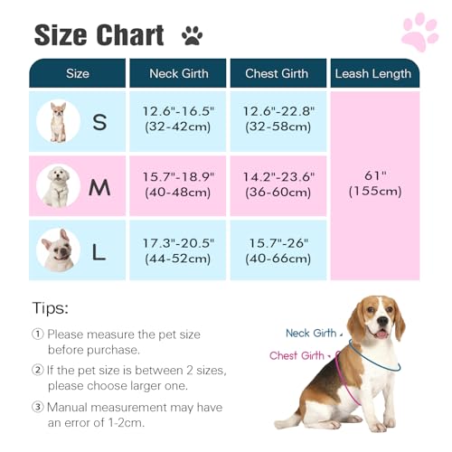 Pawaboo Small Dog Harness and Leash Set, Puppy Harness X-Frame No Pull No Choke, Dog Vest Harness Adjustable for Small Med...