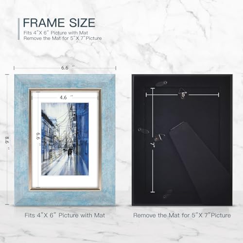 XUANLUO 5x7 Picture Frames Set of 4 Rustic Retro Photo Frame with HD Plastic Cover for Wall Mount and Tabletop Display Fam...