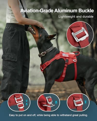 FAYOGOO Service Dog Harness for Medium Dog - Mesh Breathable Dog Harness Escape Proof with Handle - No Pull Military Servi...