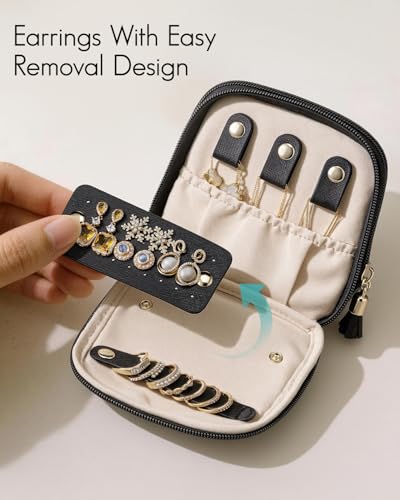VLANDO Travel Jewelry Case,2-Layer Jewelry Organizer for Travel,Mothers Day Mom Gifts,Multi-Compartment Jewelry Storage fo...