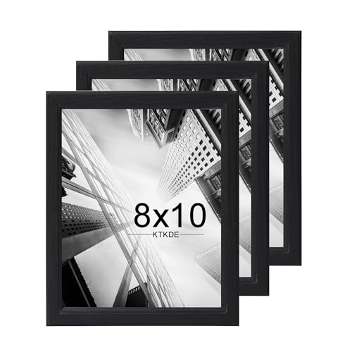 KTKDE 8x10 Picture Frame Set of 3,black Wooden frames, Vertical & Horizontal Wall Hanging for Wall or Tapletop Display,Stu...