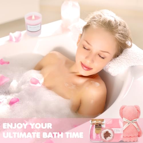 Birthday and Get Well Gifts for Women - Relaxing Spa Care Package With Luxury Flannel Blanket, Light-Up Rose Flower - Uniq...