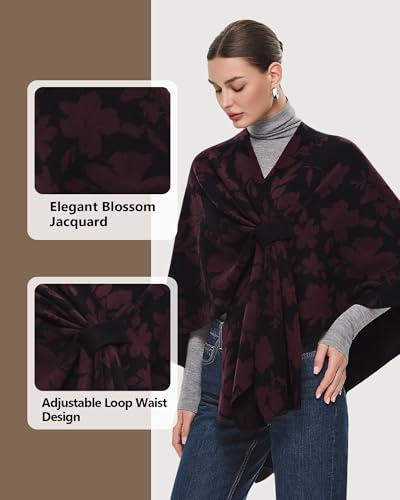 PULI Women's Elegant Shawl Wraps Soft Open Front Poncho Sweater for Spring Fall Winter