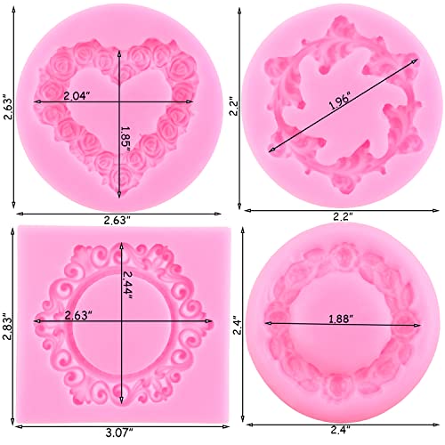 ZiXiang Photo Frame Fondant Mold Baroque Style Picture Frames Silicone Mold Rose Wreath Fondant Molds For Cake Decorating ...
