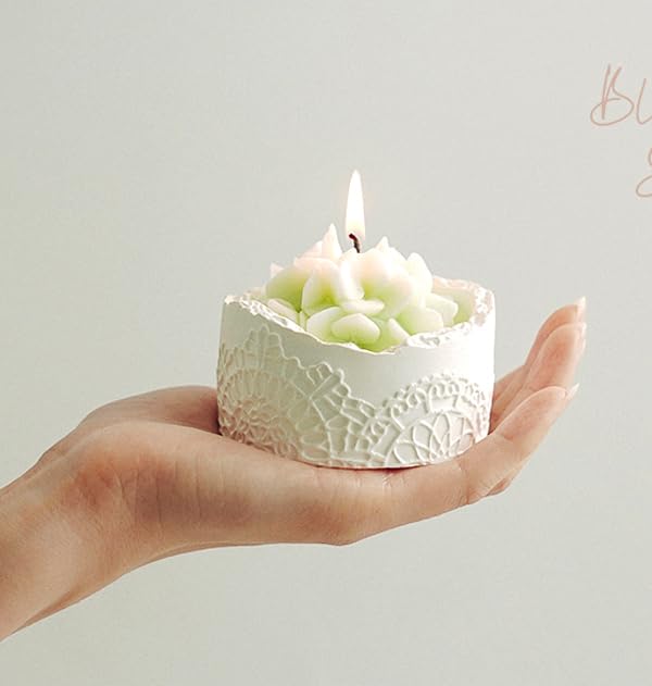 Green Hydrangea Flower Scented Candle - Decorative Lace Cup Candle, Rustic Floral Candle Gift, Home Fragrance Decor, Sprin...
