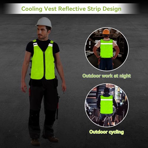 KkaFFe Cooling Vest for Hot Weather, Adjustable Cooling Jacket Safety Vest/Running Lightweight Vest/Reflective Vest/Ice Vest