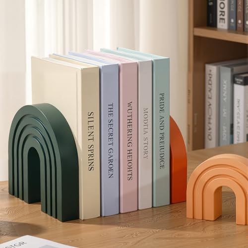 Set of 3 Boho Shelf Decoration Wooden Arch Decor Wood Rainbow Arch Mantel Book Ends for Table Living Room Office Nursery H...