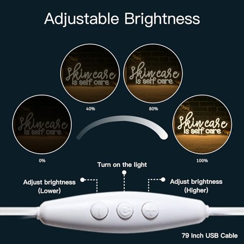 WLHOPE Skin Care is Self Care Neon Signs for Wall Decor LED Lights Decorations for Beauty Salon Facial Spa Bathroom, Get Y...