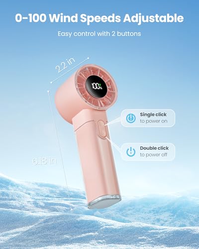 Gaiatop Portable Handheld Turbo Fan, 1-100 Adjustable High Speeds, 3-20Hrs Cooling Times, 4800mAh USB Rechargeable Portabl...