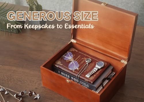 InnoBeta Grammy Gifts for Grandma, Large Keepsake Boxes with Lid, Wooden Storage Boxes, Decorative Organizer with Lid for ...