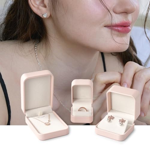 Oirlv Luxury Leather Jewelry Set Box Big Necklace Ring Storage Case Jewelry Gift Box for Bracelet Necklace Earring Ring (P...