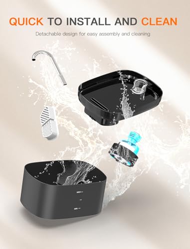 Cat Water Fountain, 84OZ/2.5L Cat Fountain, Super Silent Pet Water Fountain, Activated Carbon Filter, Translucent Pet Wate...