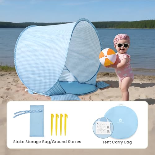 Tiny Land Baby Beach Tent – Pop Up Baby Tent with UV Protection, Portable Baby Beach Essentials, 35.4"x27.6"x31.5" Sun She...